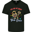 Autism You Are My Heart I Am Your Voice ASD Mens V-Neck Cotton T-Shirt Black