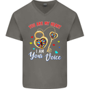 Autism You Are My Heart I Am Your Voice ASD Mens V-Neck Cotton T-Shirt Charcoal