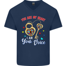 Autism You Are My Heart I Am Your Voice ASD Mens V-Neck Cotton T-Shirt Navy Blue
