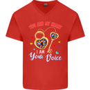 Autism You Are My Heart I Am Your Voice ASD Mens V-Neck Cotton T-Shirt Red