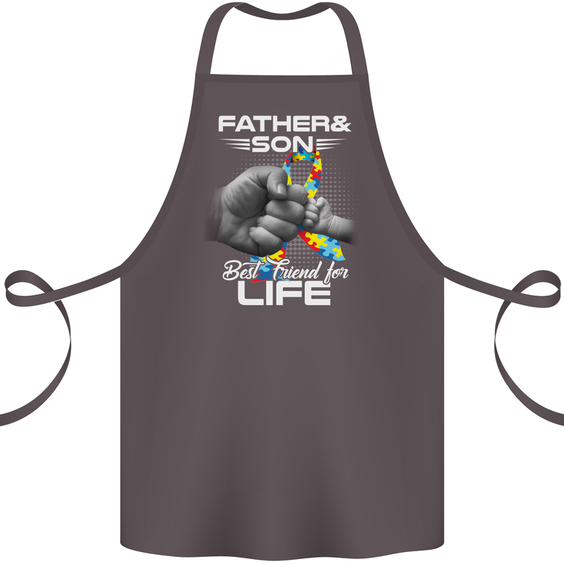 Autistic Father & Son Friends Autism ASD Cotton Apron 100% Organic Dark Grey
