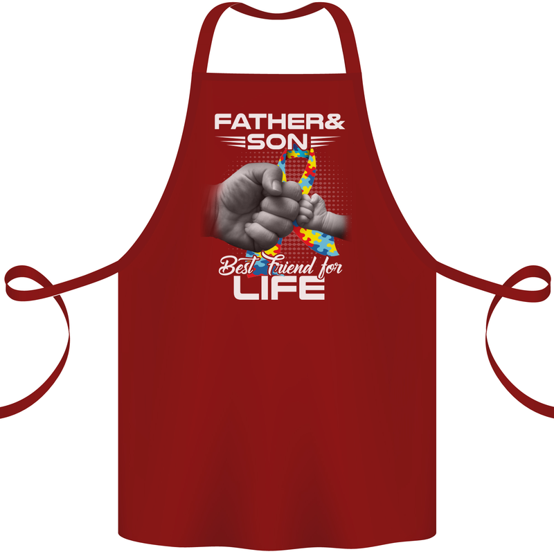 Autistic Father & Son Friends Autism ASD Cotton Apron 100% Organic Maroon