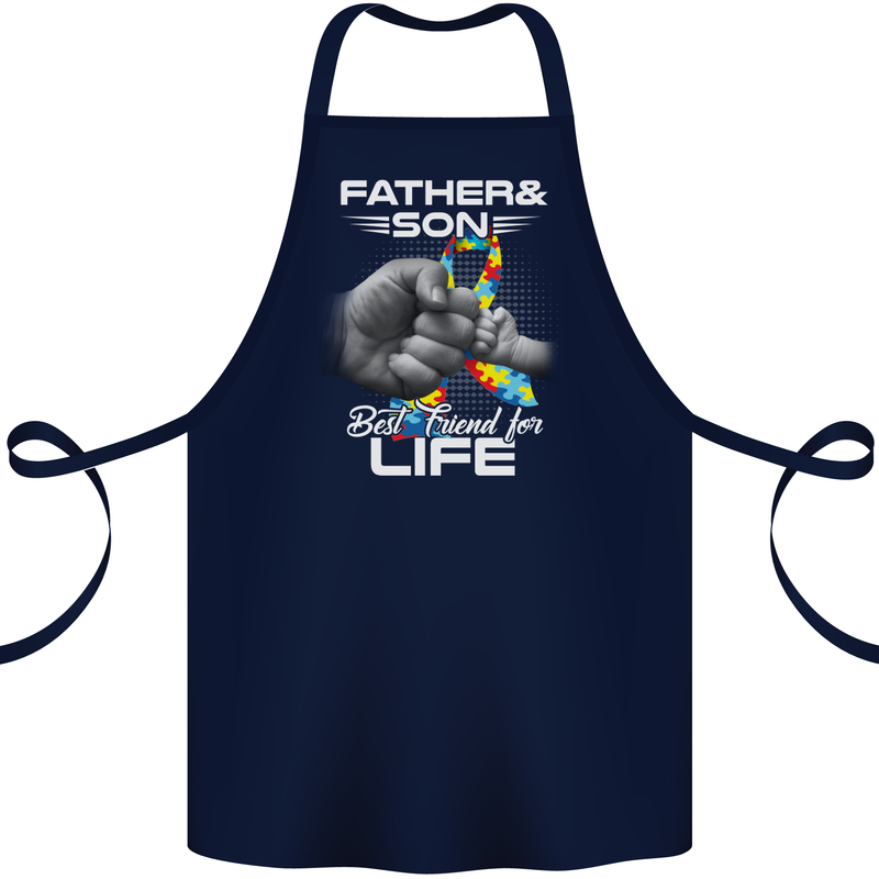 Autistic Father & Son Friends Autism ASD Cotton Apron 100% Organic Navy Blue