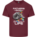 Autistic Father & Son Friends Autism ASD Mens Cotton T-Shirt Tee Top Maroon