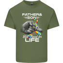Autistic Father & Son Friends Autism ASD Mens Cotton T-Shirt Tee Top Military Green