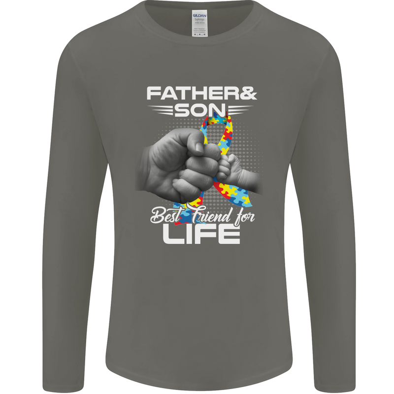 Autistic Father & Son Friends Autism ASD Mens Long Sleeve T-Shirt Charcoal