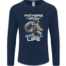 Autistic Father & Son Friends Autism ASD Mens Long Sleeve T-Shirt Navy Blue