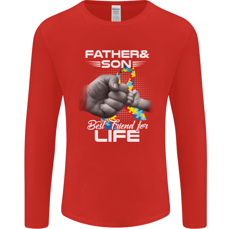 Autistic Father & Son Friends Autism ASD Mens Long Sleeve T-Shirt Red