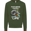 Autistic Father & Son Friends Autism ASD Mens Sweatshirt Jumper Forest Green