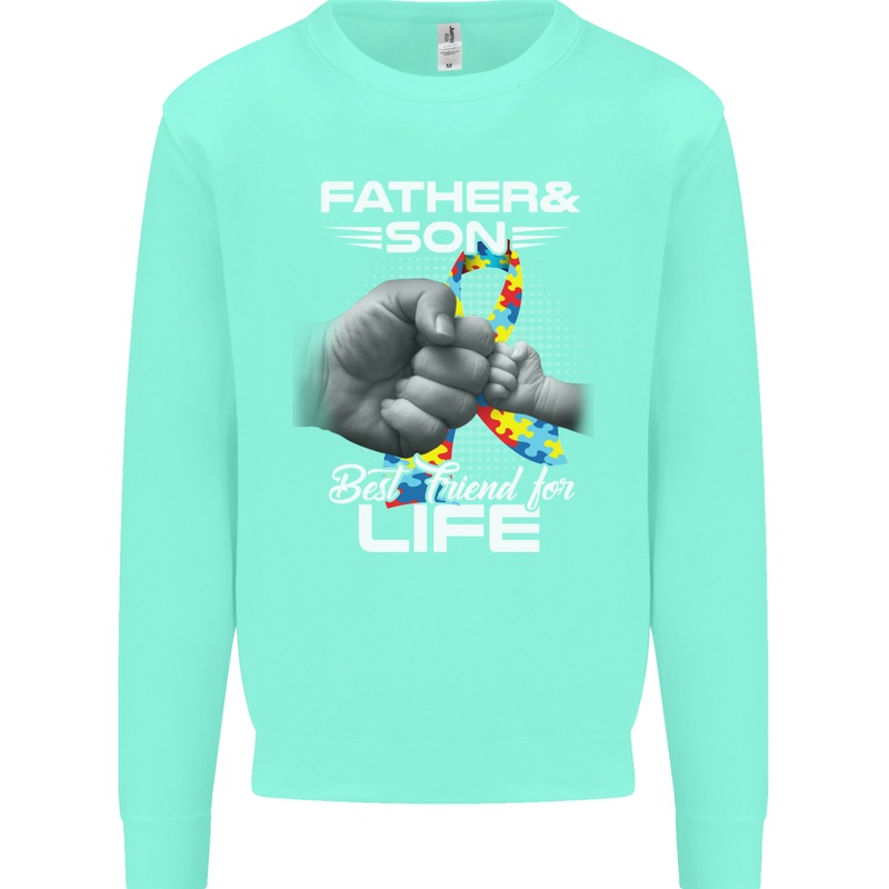 Autistic Father & Son Friends Autism ASD Mens Sweatshirt Jumper Peppermint