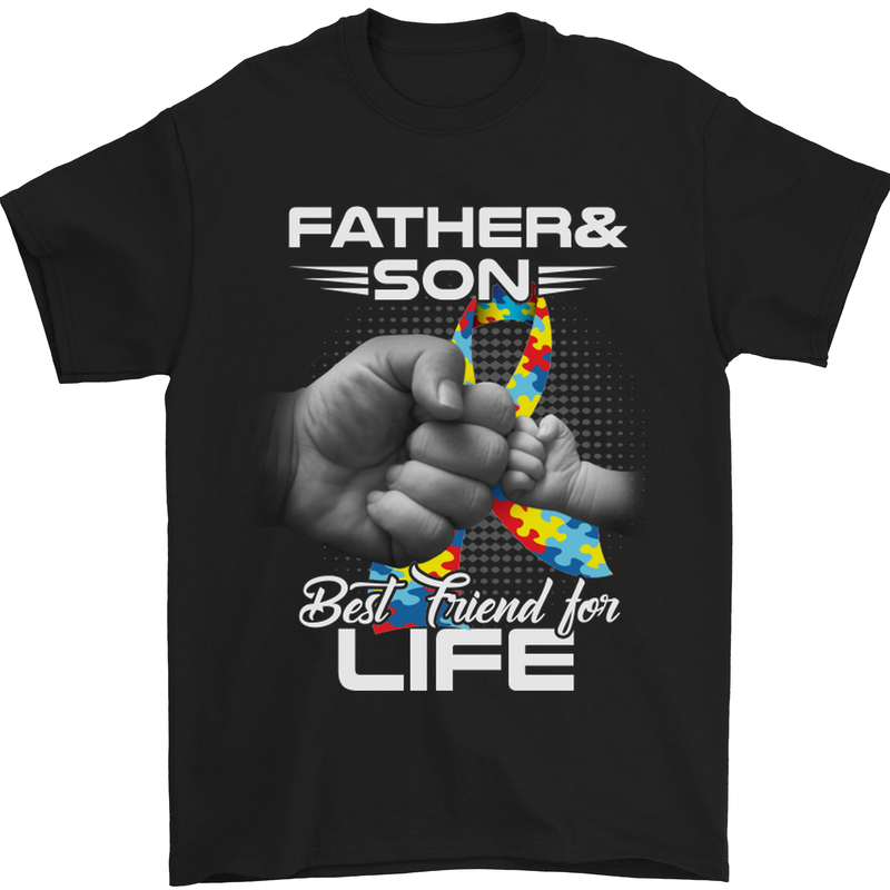 Autistic Father & Son Friends Autism ASD Mens T-Shirt Cotton Gildan Black