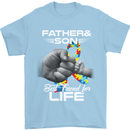 Autistic Father & Son Friends Autism ASD Mens T-Shirt Cotton Gildan Light Blue