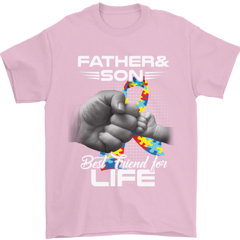 Autistic Father & Son Friends Autism ASD Mens T-Shirt Cotton Gildan Light Pink
