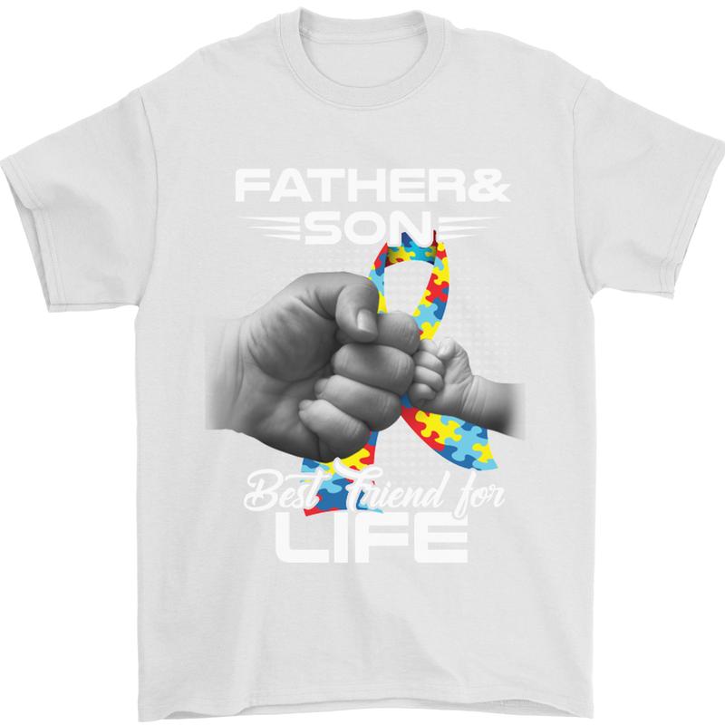 Autistic Father & Son Friends Autism ASD Mens T-Shirt Cotton Gildan White