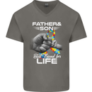 Autistic Father & Son Friends Autism ASD Mens V-Neck Cotton T-Shirt Charcoal
