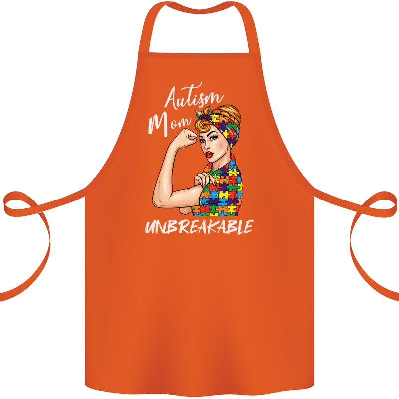 Autistic Mum Unbreakable Autism ASD Cotton Apron 100% Organic Orange