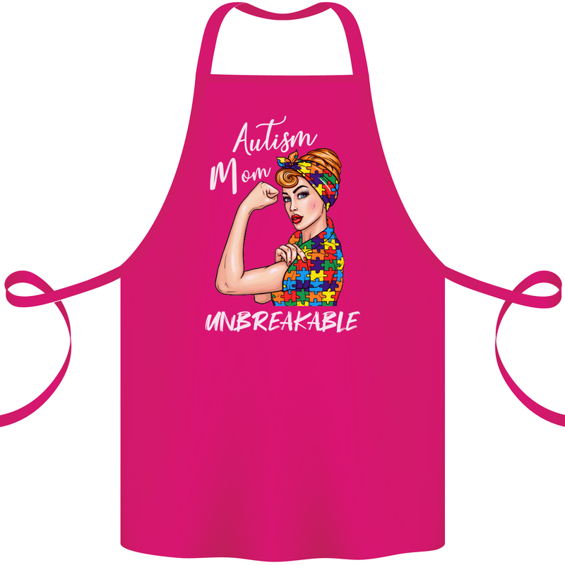 Autistic Mum Unbreakable Autism ASD Cotton Apron 100% Organic Pink