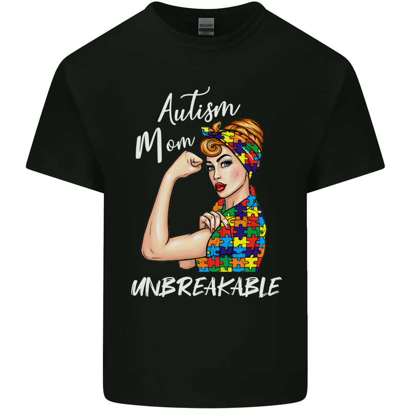 Autistic Mum Unbreakable Autism ASD Mens Cotton T-Shirt Tee Top Black
