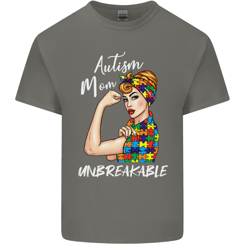 Autistic Mum Unbreakable Autism ASD Mens Cotton T-Shirt Tee Top Charcoal