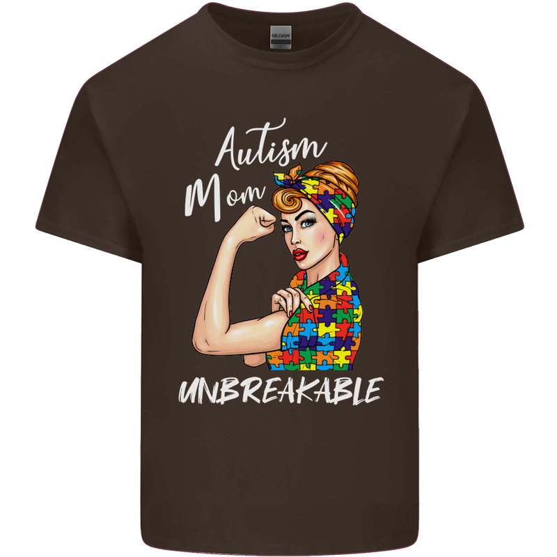 Autistic Mum Unbreakable Autism ASD Mens Cotton T-Shirt Tee Top Dark Chocolate