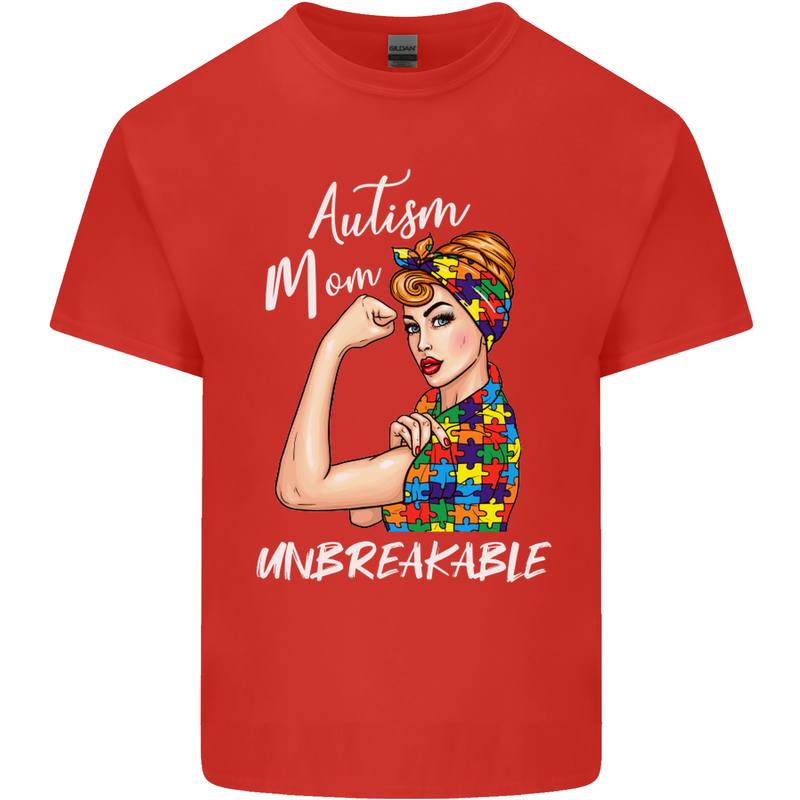 Autistic Mum Unbreakable Autism ASD Mens Cotton T-Shirt Tee Top Red