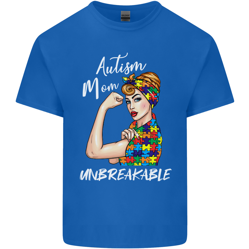 Autistic Mum Unbreakable Autism ASD Mens Cotton T-Shirt Tee Top Royal Blue