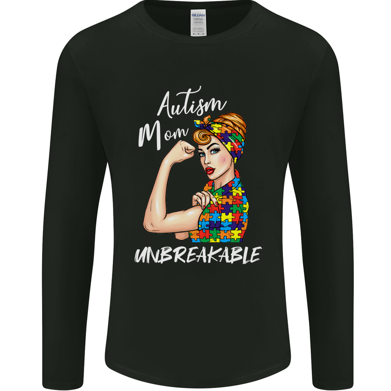Autistic Mum Unbreakable Autism ASD Mens Long Sleeve T-Shirt Black