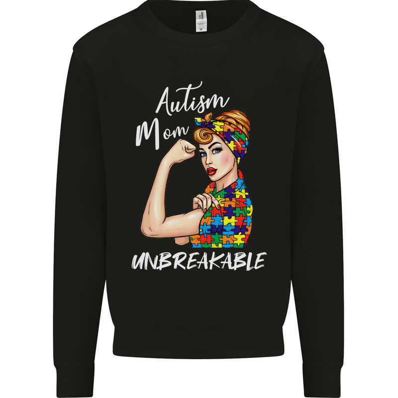 Autistic Mum Unbreakable Autism ASD Mens Sweatshirt Jumper Black