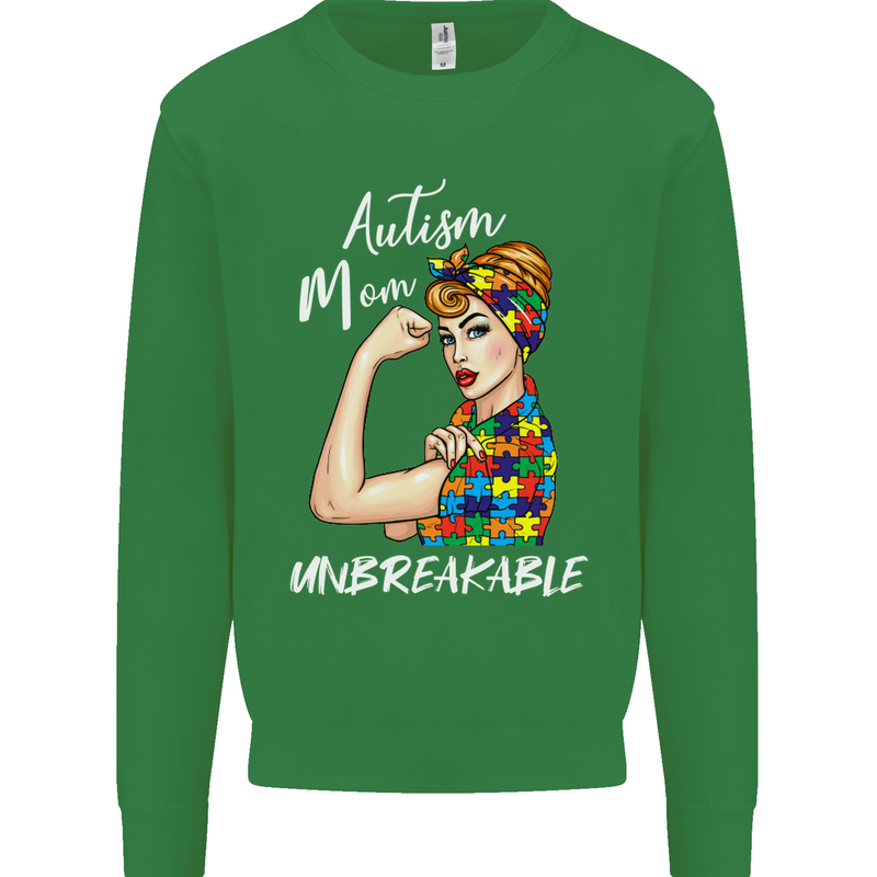 Autistic Mum Unbreakable Autism ASD Mens Sweatshirt Jumper Irish Green