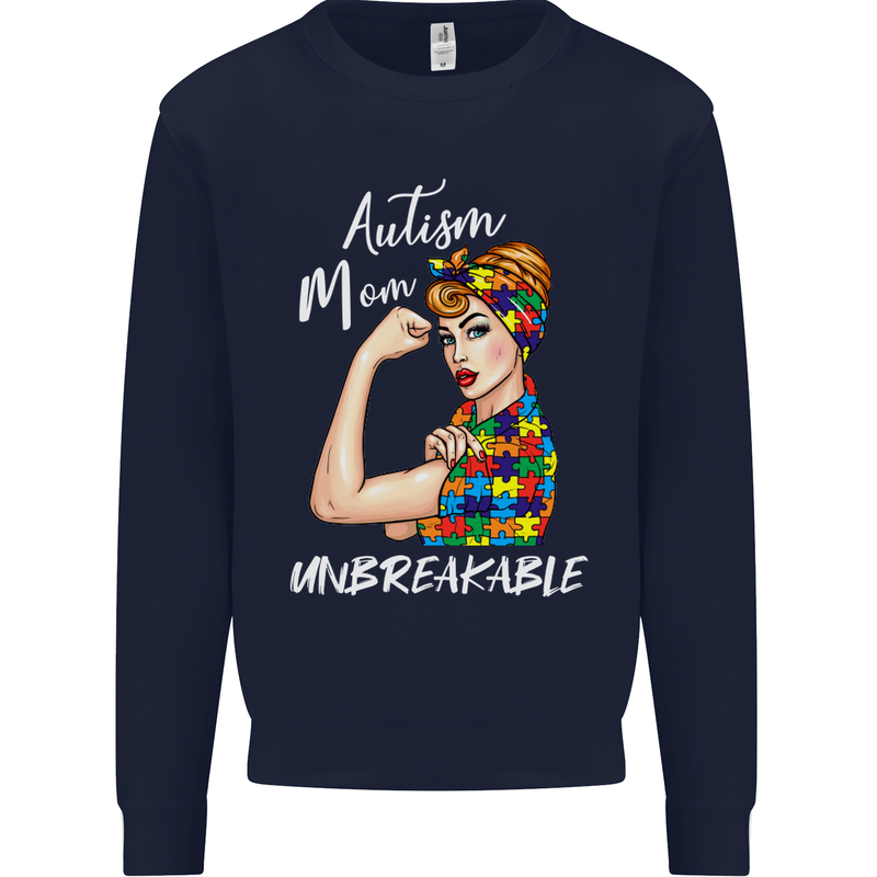 Autistic Mum Unbreakable Autism ASD Mens Sweatshirt Jumper Navy Blue