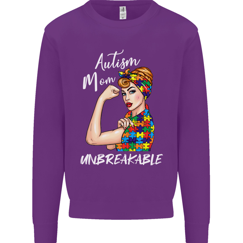 Autistic Mum Unbreakable Autism ASD Mens Sweatshirt Jumper Purple