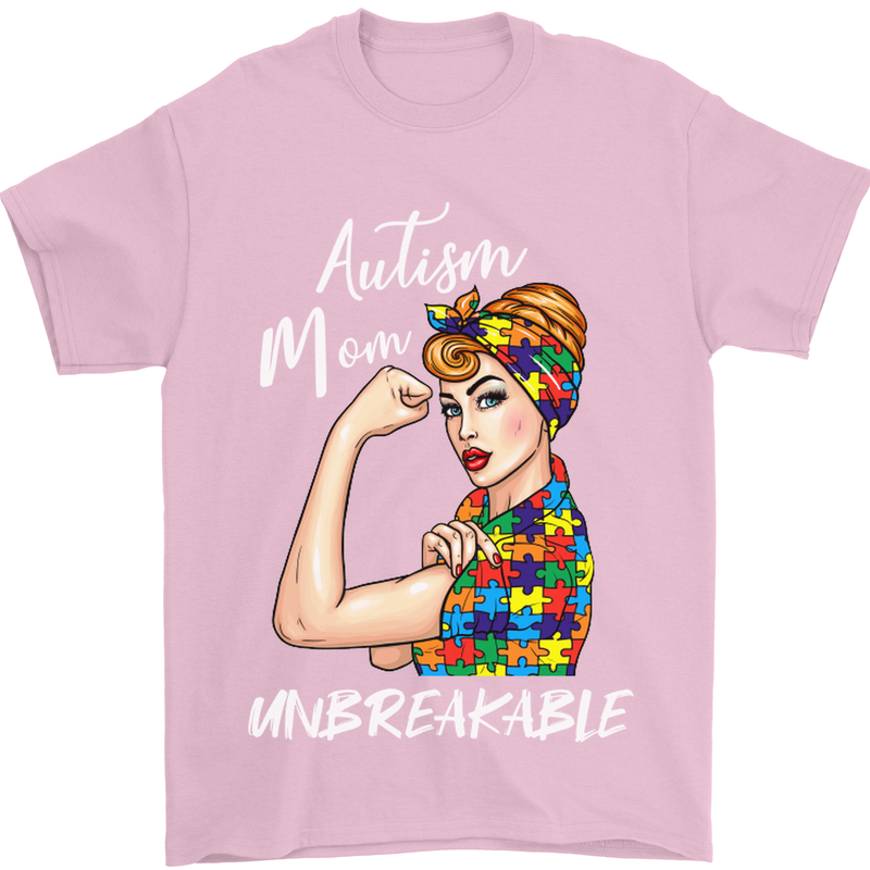 Autistic Mum Unbreakable Autism ASD Mens T-Shirt Cotton Gildan Light Pink