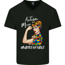 Autistic Mum Unbreakable Autism ASD Mens V-Neck Cotton T-Shirt Black