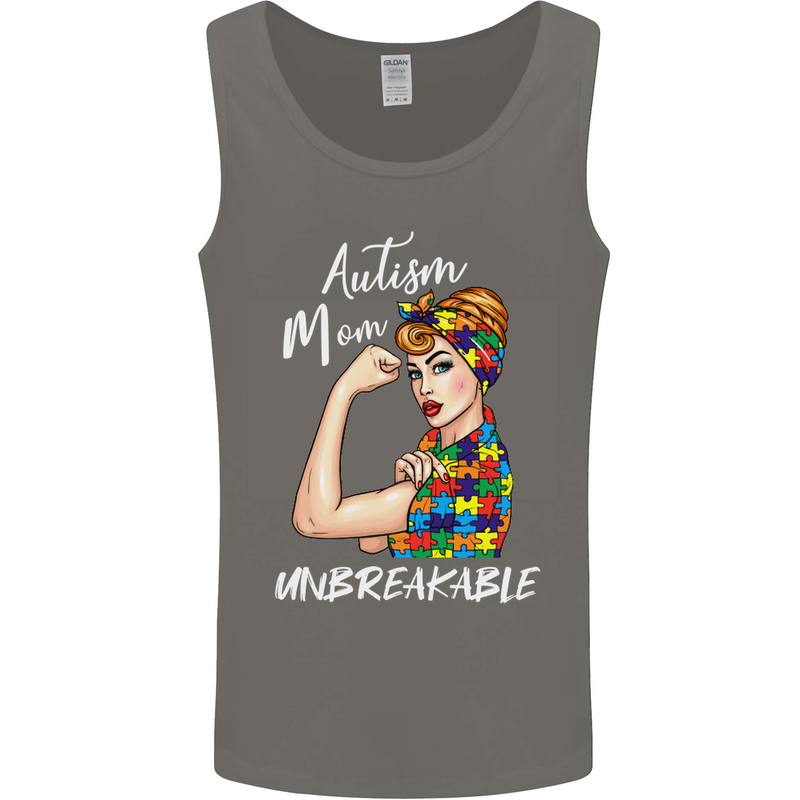 Autistic Mum Unbreakable Autism ASD Mens Vest Tank Top Charcoal