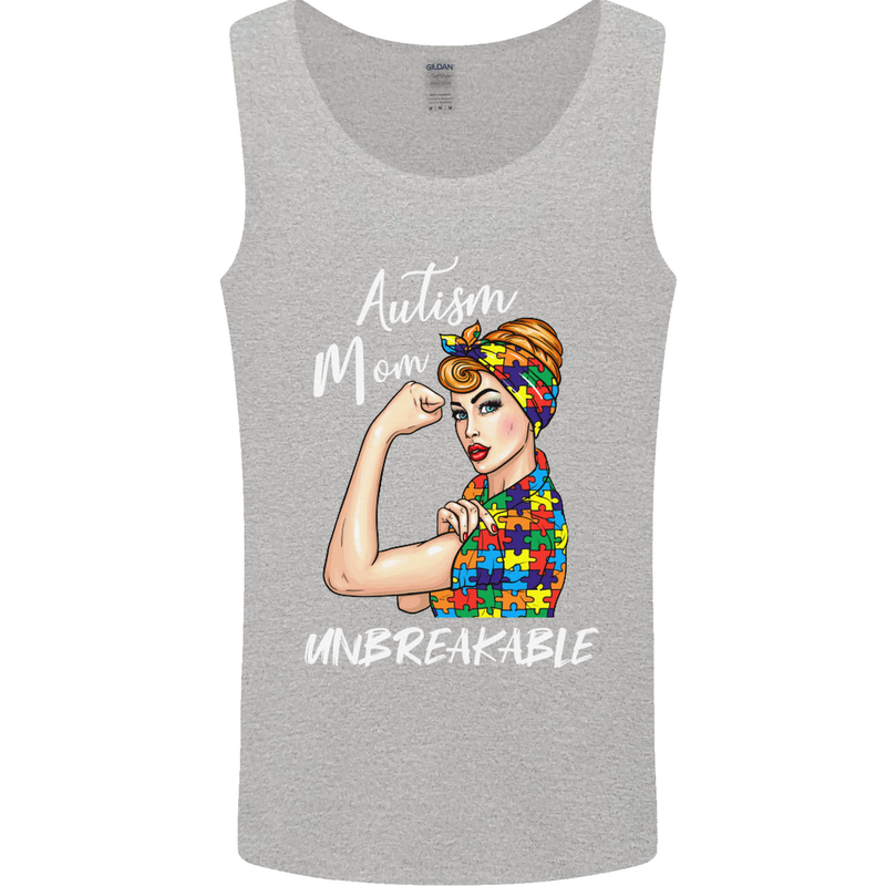 Autistic Mum Unbreakable Autism ASD Mens Vest Tank Top Sports Grey