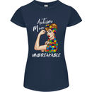 Autistic Mum Unbreakable Autism ASD Womens Petite Cut T-Shirt Navy Blue