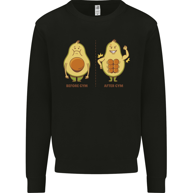 Avocado Gym Funny Fitness Training Healthy Kids Sweatshirt Jumper Black