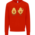 Avocado Gym Funny Fitness Training Healthy Kids Sweatshirt Jumper Bright Red