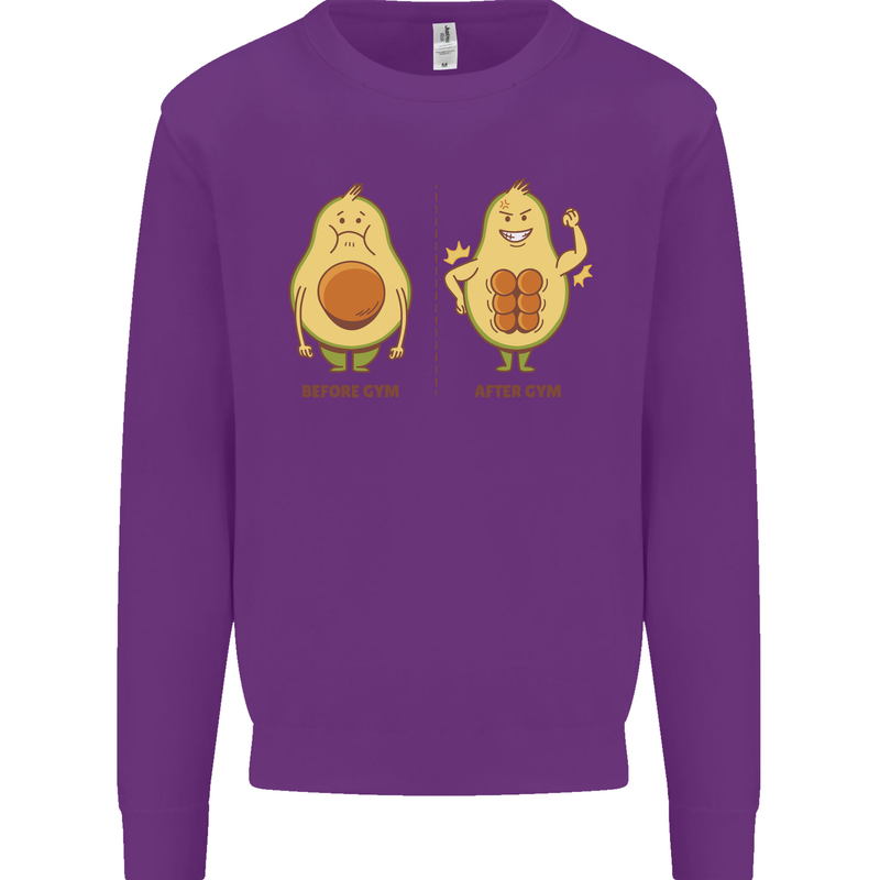 Avocado Gym Funny Fitness Training Healthy Kids Sweatshirt Jumper Purple