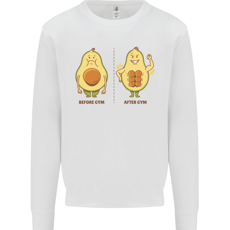 Avocado Gym Funny Fitness Training Healthy Kids Sweatshirt Jumper White