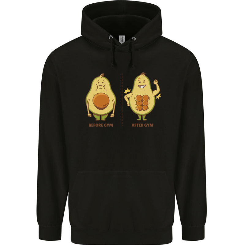 Avocado Gym Funny Fitness Training Healthy Mens 80% Cotton Hoodie Black