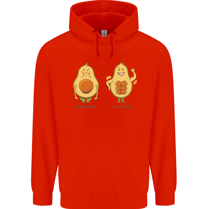 Avocado Gym Funny Fitness Training Healthy Mens 80% Cotton Hoodie Bright Red