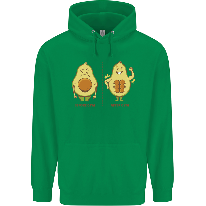 Avocado Gym Funny Fitness Training Healthy Mens 80% Cotton Hoodie Irish Green