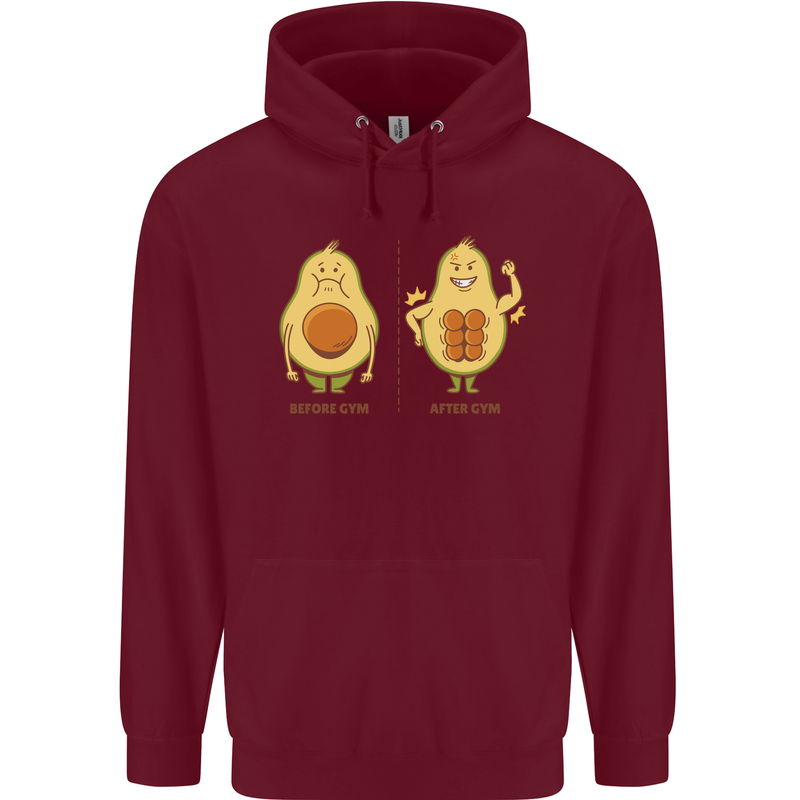 Avocado Gym Funny Fitness Training Healthy Mens 80% Cotton Hoodie Maroon