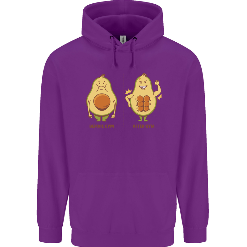 Avocado Gym Funny Fitness Training Healthy Mens 80% Cotton Hoodie Purple