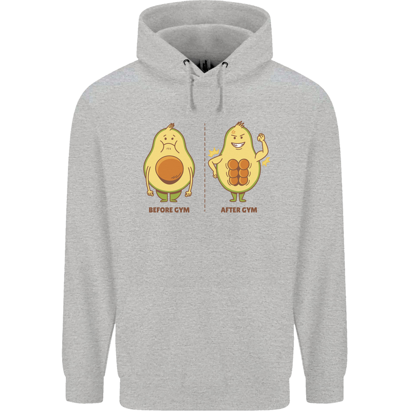 Avocado Gym Funny Fitness Training Healthy Mens 80% Cotton Hoodie Sports Grey