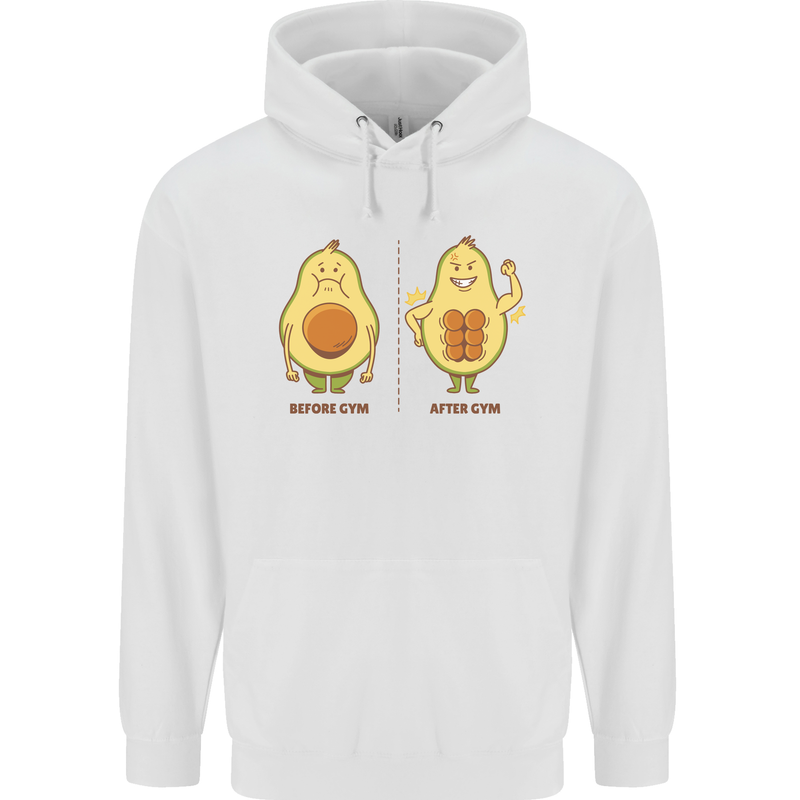 Avocado Gym Funny Fitness Training Healthy Mens 80% Cotton Hoodie White