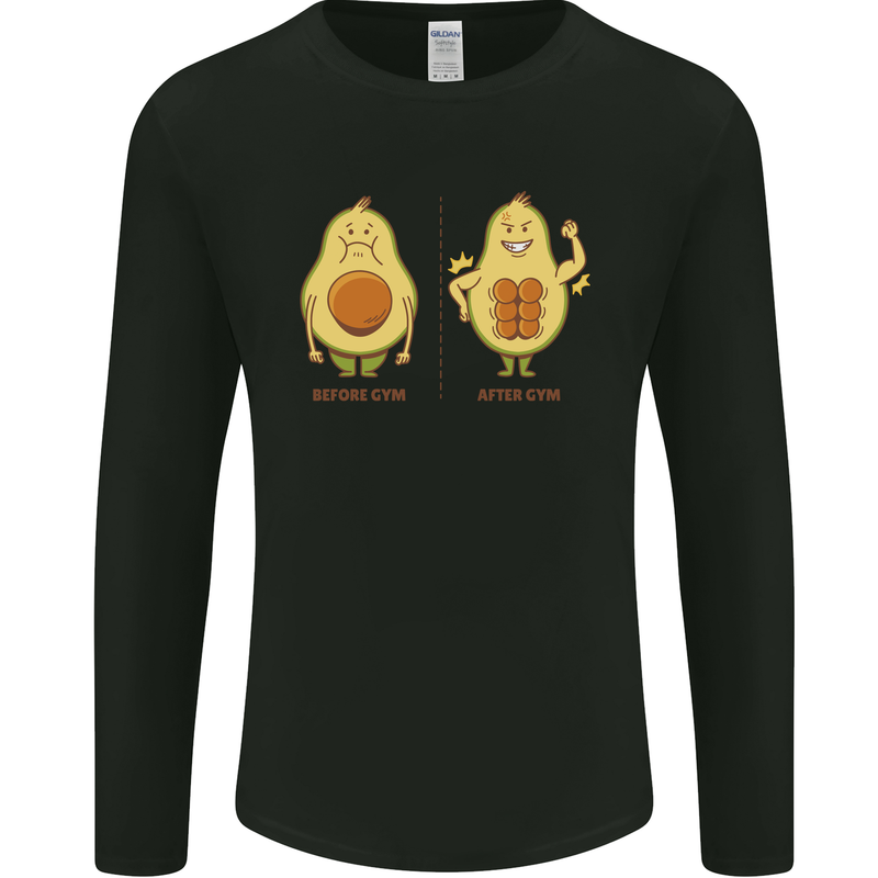 Avocado Gym Funny Fitness Training Healthy Mens Long Sleeve T-Shirt Black