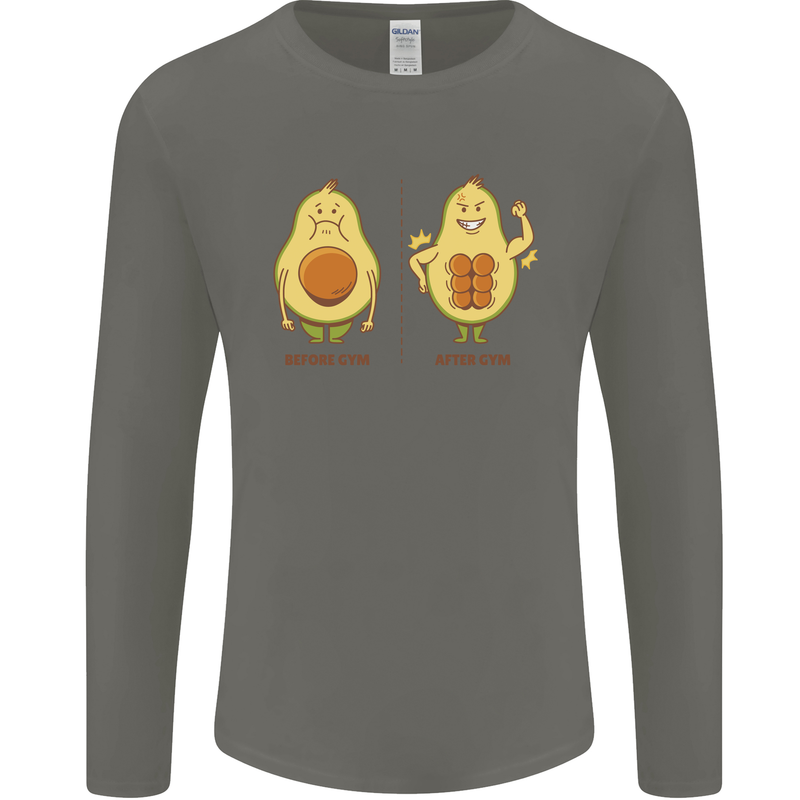 Avocado Gym Funny Fitness Training Healthy Mens Long Sleeve T-Shirt Charcoal