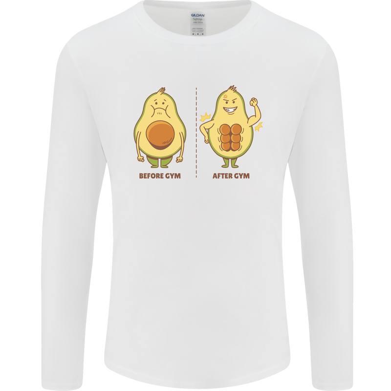 Avocado Gym Funny Fitness Training Healthy Mens Long Sleeve T-Shirt White